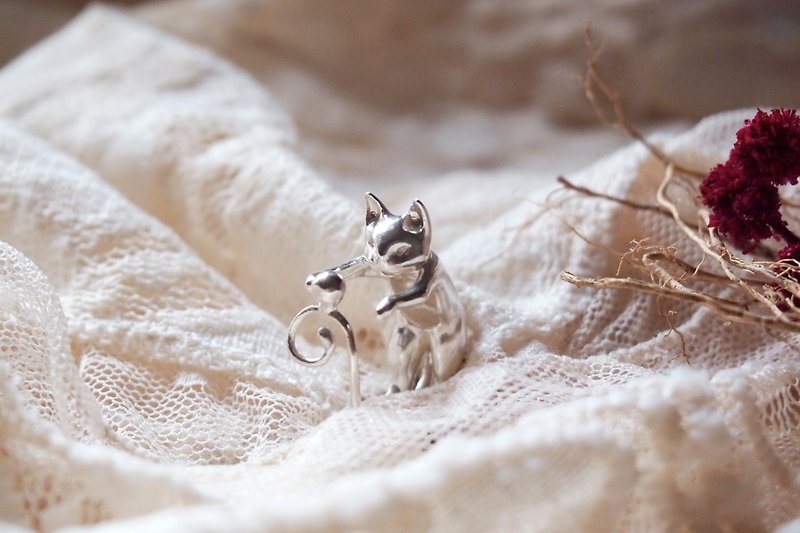 Unique Dancing Silver Dancing Cat Ring Cat Lover Gift For Lover Friend Valentine - แหวนทั่วไป - โลหะ สีเงิน