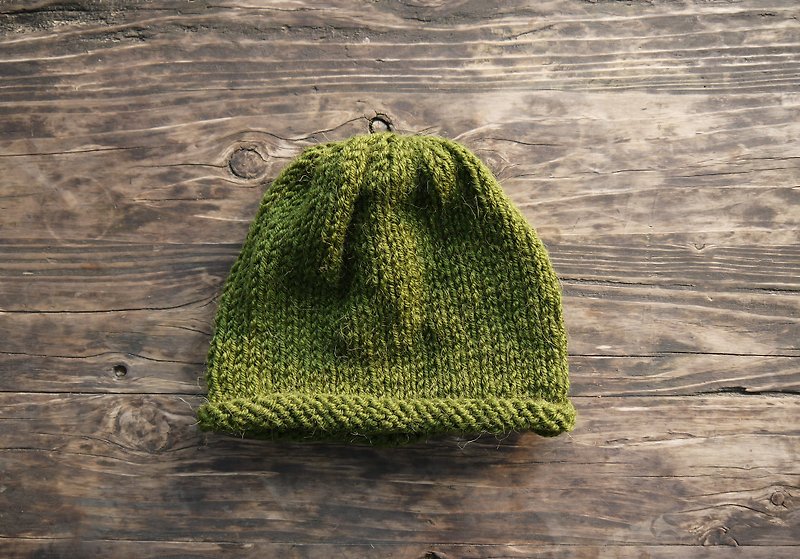 A Mu's 100% Handmade Hat-Small Curly Hat-Retro Army Green-New Year/Gift - Hats & Caps - Other Materials Green