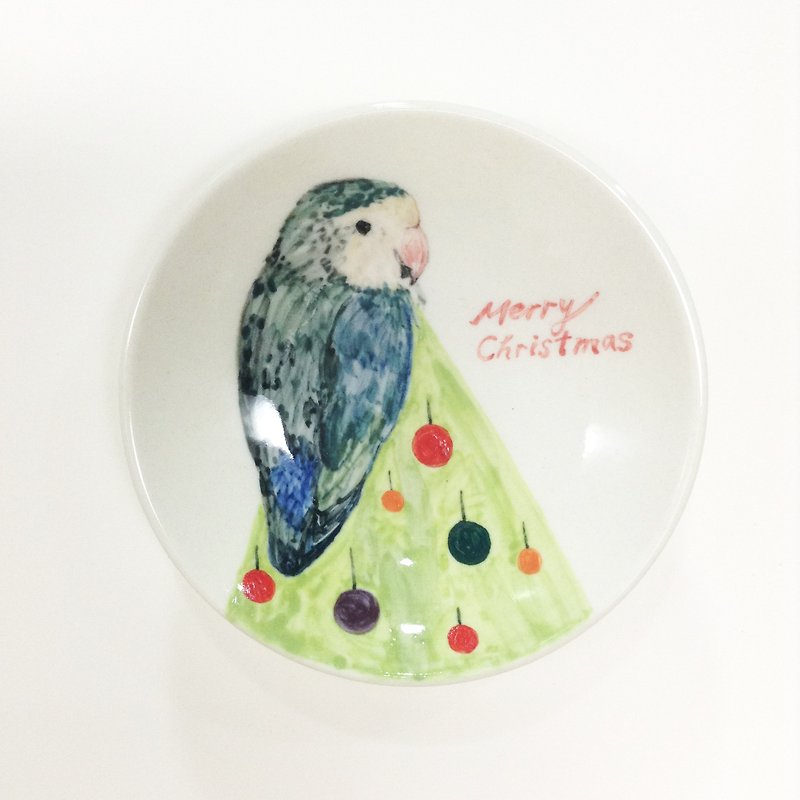 Sky at the top of the Christmas tree - [customizable name] hand-painted Christmas plate - Small Plates & Saucers - Other Materials Green
