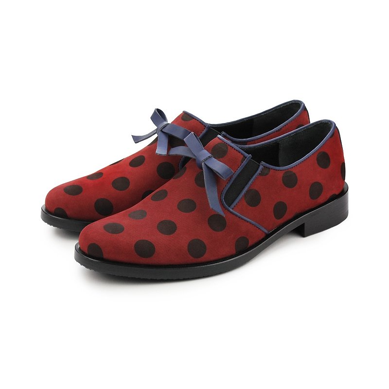 Loafers Slip-on shoes WINTERS BUTTERFLY M1142 Burgundy PolkaDot - Women's Oxford Shoes - Genuine Leather Multicolor