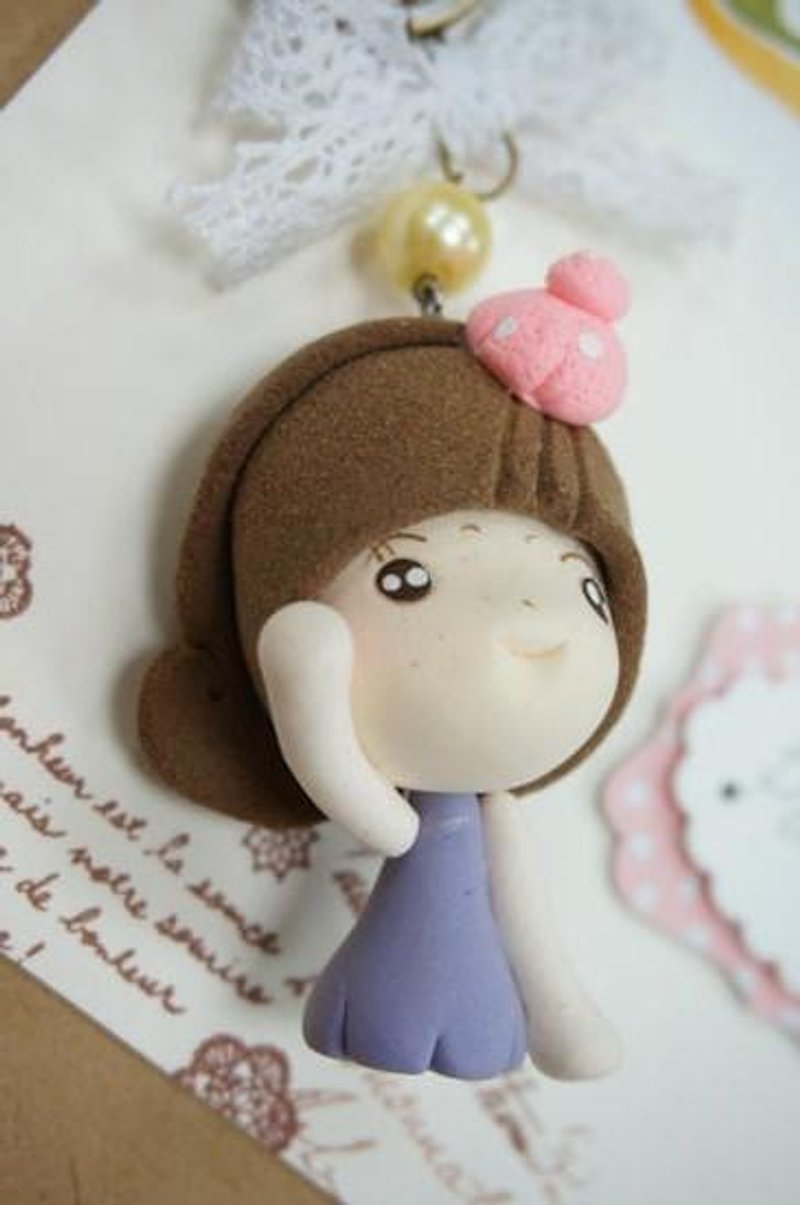 手作りミニコリの女の子の人形キーリングチャーム - 人形・フィギュア - その他の素材 レッド