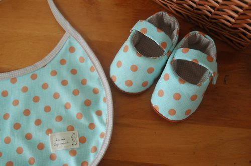 Cocon Zakka 淡藍褐點·嬰兒鞋