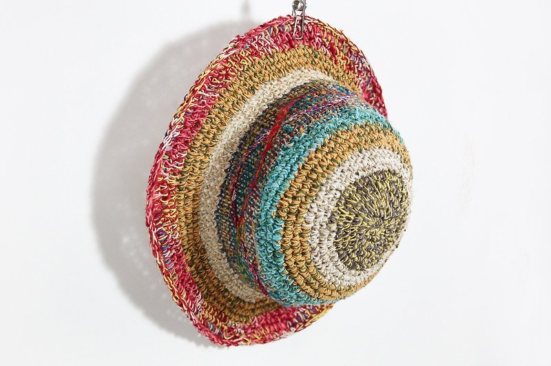 Valentine's Day gift handmade limited edition cotton knit cap / knit cap / hat - mixing geometry Sari line (limit one) - หมวก - ผ้าฝ้าย/ผ้าลินิน หลากหลายสี