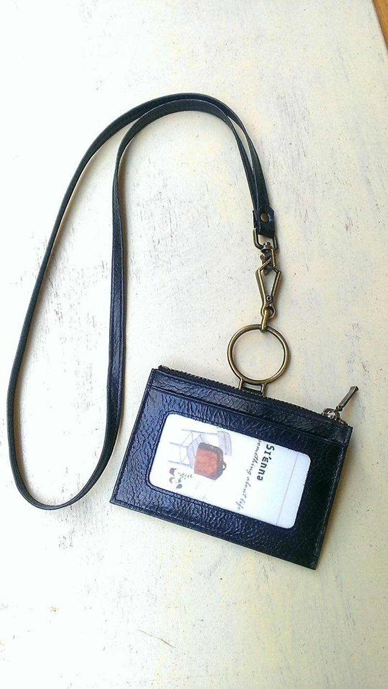 Sienna商務識別證零錢包(黑) - ที่ใส่บัตรคล้องคอ - หนังแท้ สีดำ