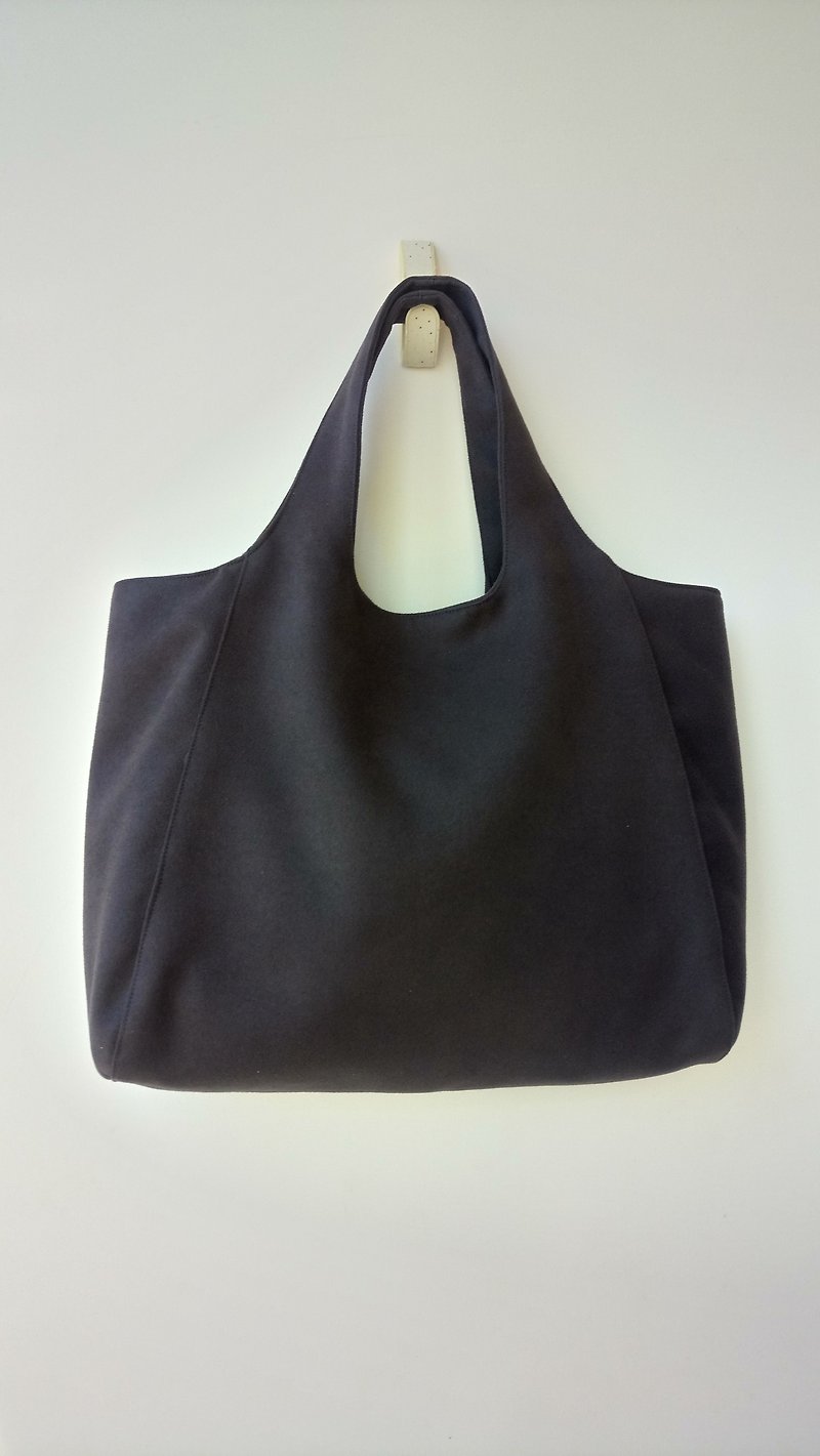 秋天的麂皮絨包(深褐灰色) - 手提包/手提袋 - 聚酯纖維 黑色