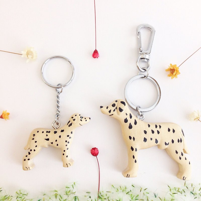Wooden hand made dog key chain - Keychains - Wood White