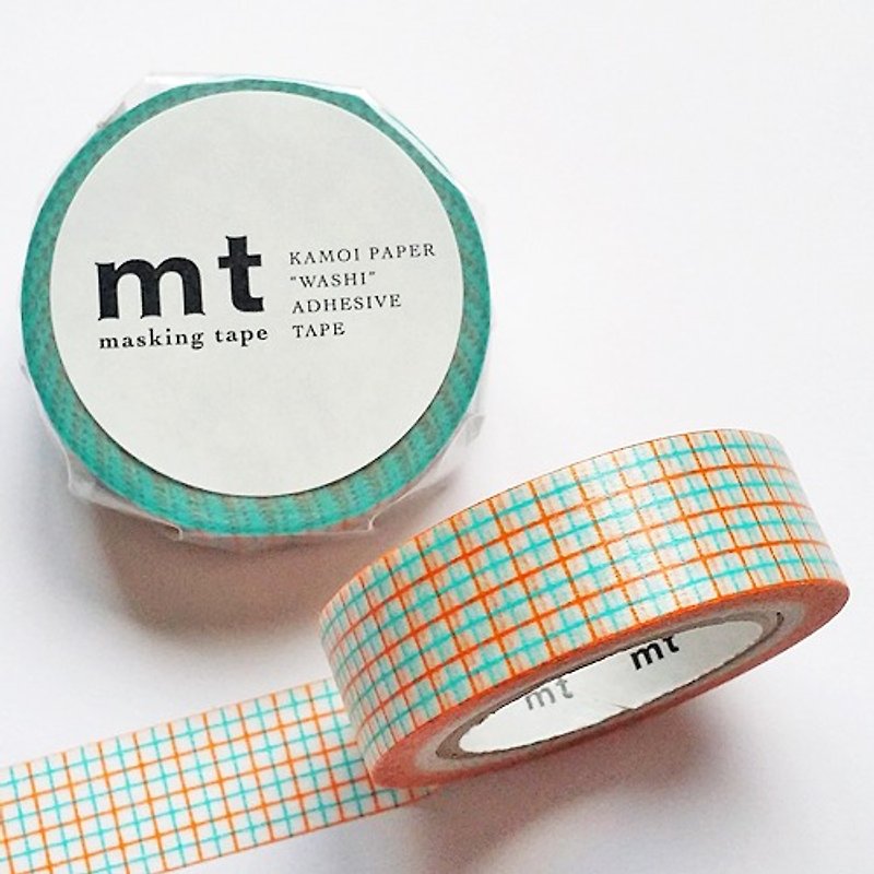 mt and paper tape Deco [square - light blue + orange (MT01D270)] - Washi Tape - Paper Blue