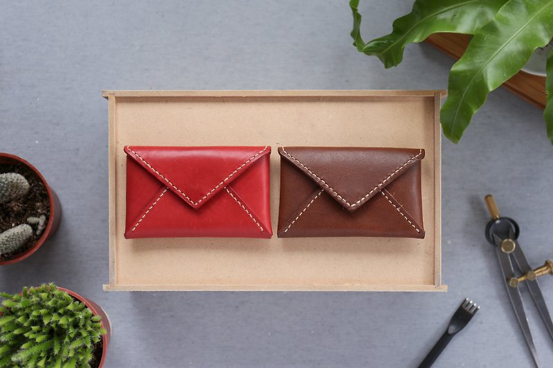 Shekinah Handmade Leather-Envelope Business Card Holder / Card Holder - ที่ตั้งบัตร - หนังแท้ สีนำ้ตาล
