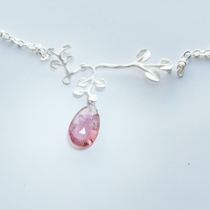 (Please specify custom styles when ordering) is a large-sized ultra-high quality rare tourmaline order Silver Necklace (pink Stone No. 4) - สร้อยคอ - เครื่องเพชรพลอย สึชมพู
