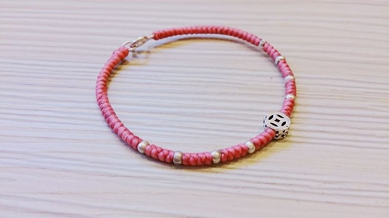 Rope bracelet sterling silver bracelet lucky rope bracelet ancient money pink paragraph - Bracelets - Other Materials Pink