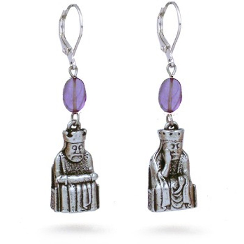 National Museum of Scotland Louis Chess Piece King and Queen Earrings - Earrings & Clip-ons - Other Metals Purple