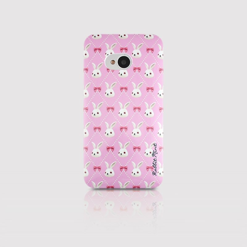 (Rabbit Mint) Mint Rabbit Phone Case - Bu Mali bow Merry Boo - HTC One M7 (M0013) - Phone Cases - Plastic Pink