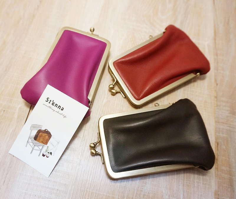 Sienna leather mouthpiece card holder - ที่ตั้งบัตร - หนังแท้ สีนำ้ตาล