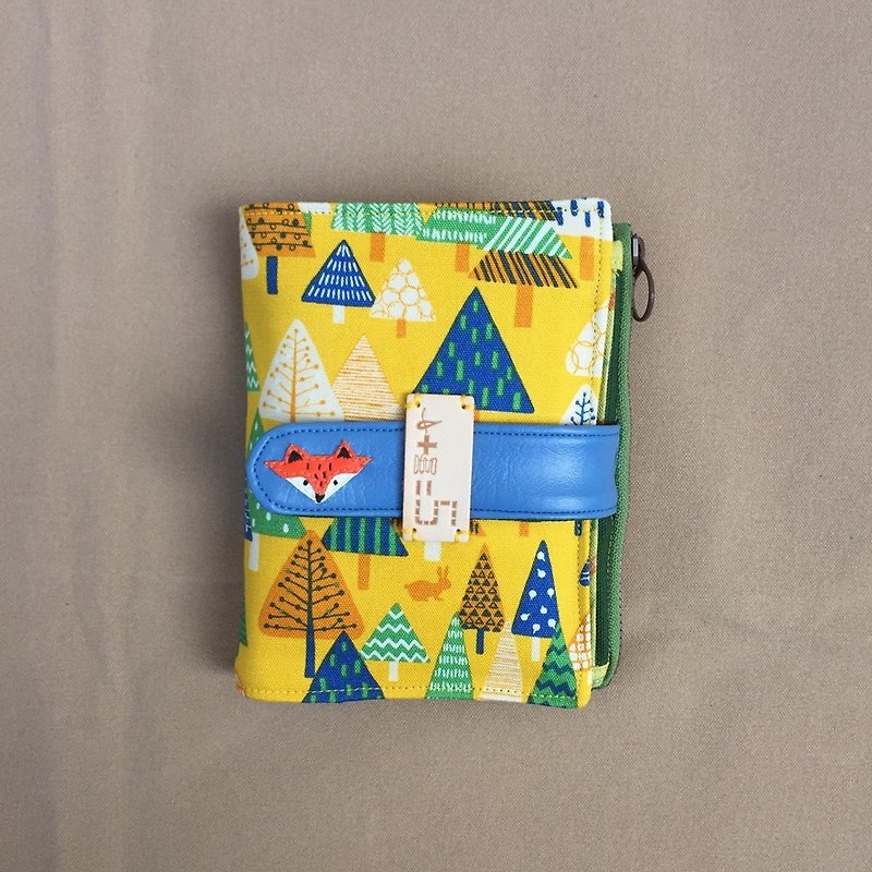 *1 + 1 = 5 / forest trees and a small fox in the folder & Passport Case* - Wallets - Cotton & Hemp Yellow
