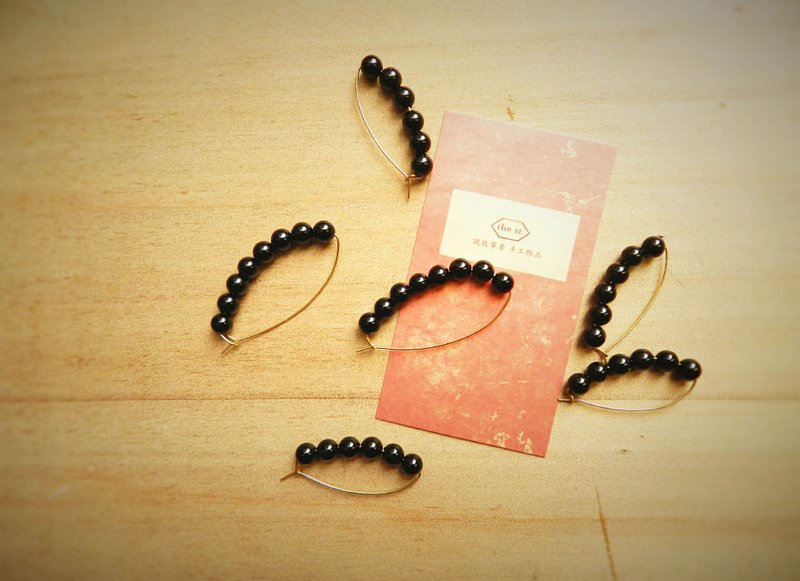 the st.  一串心設計款耳環  /  黑瑪腦 - Earrings & Clip-ons - Gemstone Black