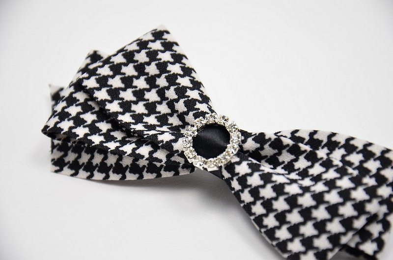 Black and white classic houndstooth bow - Hair Accessories - Other Materials 