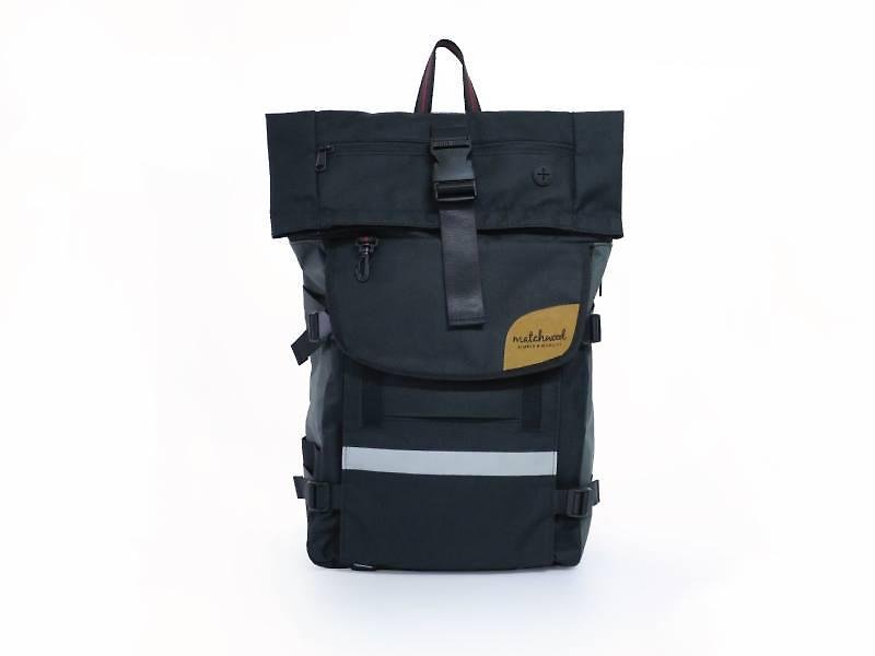 Matchwood Wood Design Matchwood Rider Waterproof Pen Backpack Backpack 17 Black Black Gray Backpack - กระเป๋าเป้สะพายหลัง - วัสดุกันนำ้ สีเทา