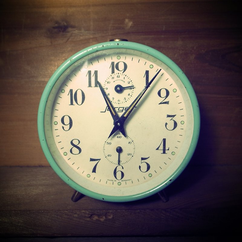 【ボーンズ]早期ドイツのシステムティファニーブルーイェルガー機械式時計仕掛け目覚まし時計VINTAGE機械 - 時計 - 金属 ブルー