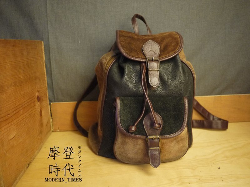 摩登時代【嚴選商品】特殊款式 短毛絨/麂皮 後背包(Vintage/古著單品) 151013 - 其他 - 真皮 黑色