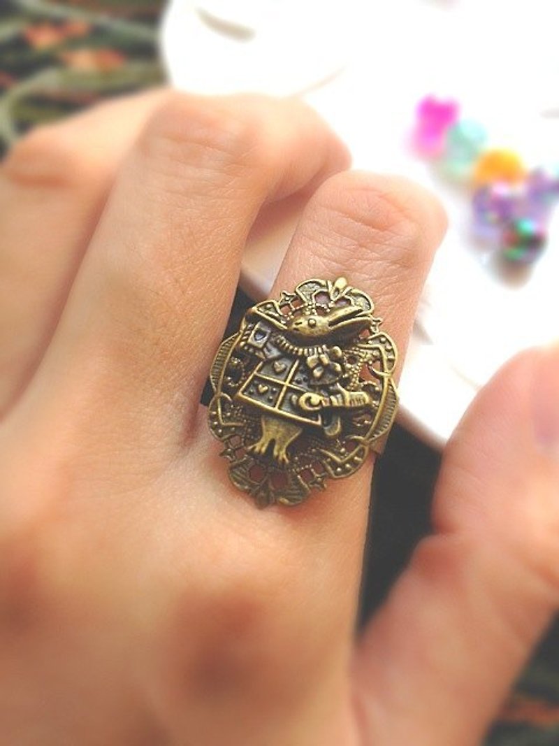 [Imykaka] ♥ Alice through the rabbit fantasy flower ring gift - General Rings - Other Materials Brown