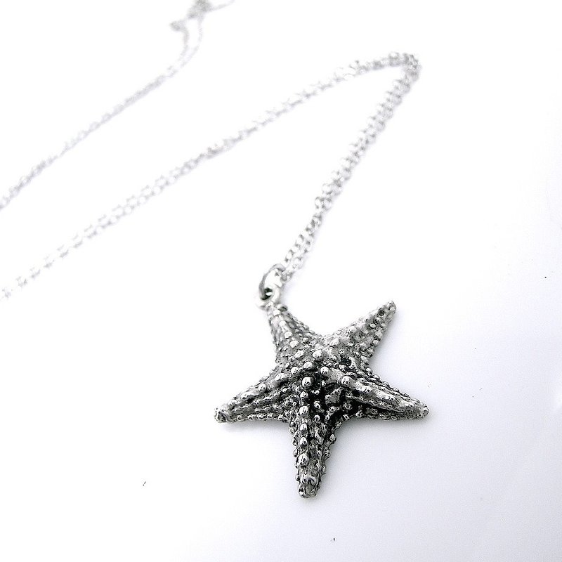 Starfish pendant in white bronze,Rocker jewelry ,Skull jewelry,Biker jewelry - Necklaces - Other Metals 