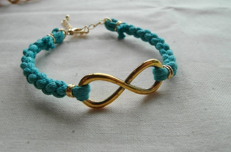 ~ M + Bear ~ Love Unlimited Love Unlimited, 8 wax rope braided bracelet (gold light blue) - Bracelets - Other Metals Blue