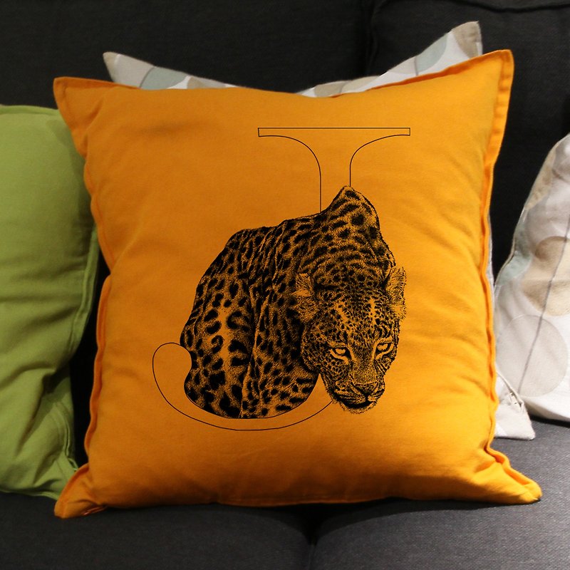Jaguar cheetah hand-painted letter pillow - Pillows & Cushions - Cotton & Hemp Multicolor