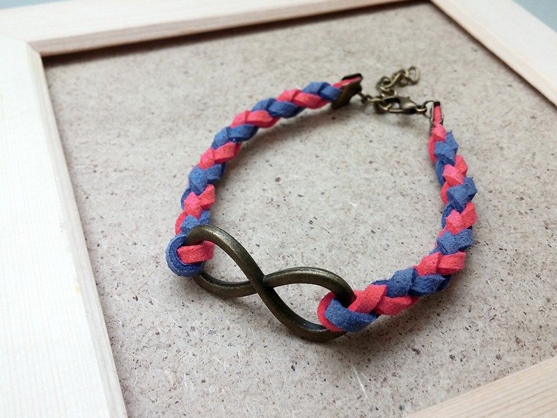 ♥ HY ♥ x Handmade weave bracelet big boundless energy blue red - Bracelets - Genuine Leather Red