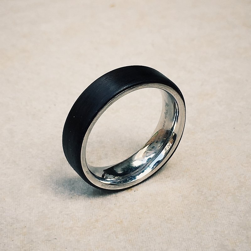 rosewood steel ring - แหวนทั่วไป - ไม้ สีดำ