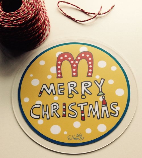 【耶诞限定】黄merry christmas吊饰/卡片(大)耶诞节庆包装 - monkey