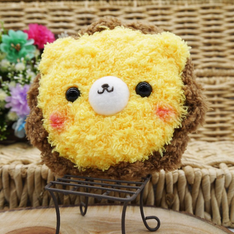 Lion-cotton candy animal small round mirror portable mirror small mirror makeup mirror - Makeup Brushes - Other Materials Yellow