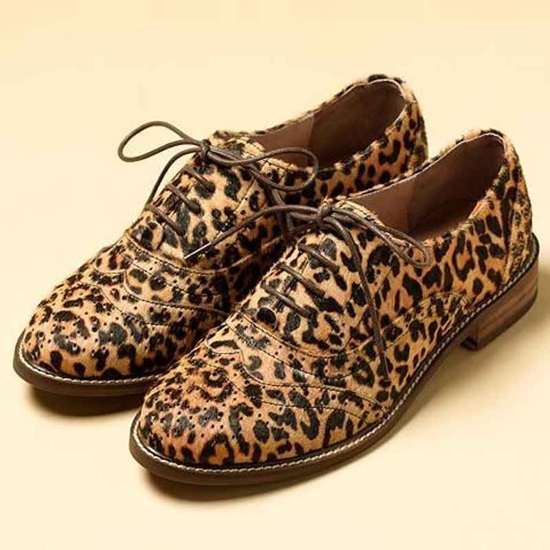e'cho。 ║Ec11野生のヒョウのファンのレトロな彫刻が施されたレースオックスフォード靴の英国コード - オックスフォードシューズ - 革 多色