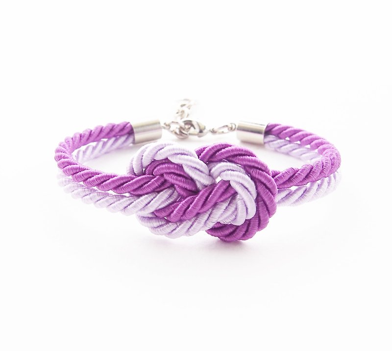 Purple and Lilac infinity knot rope bracelet - สร้อยข้อมือ - กระดาษ สีม่วง