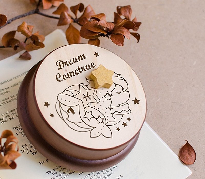 【Birthday Gifts, Memorial Gifts, Christmas Gifts】 Twelve Constellation Pisces ┇ Music Box - Other - Wood Brown