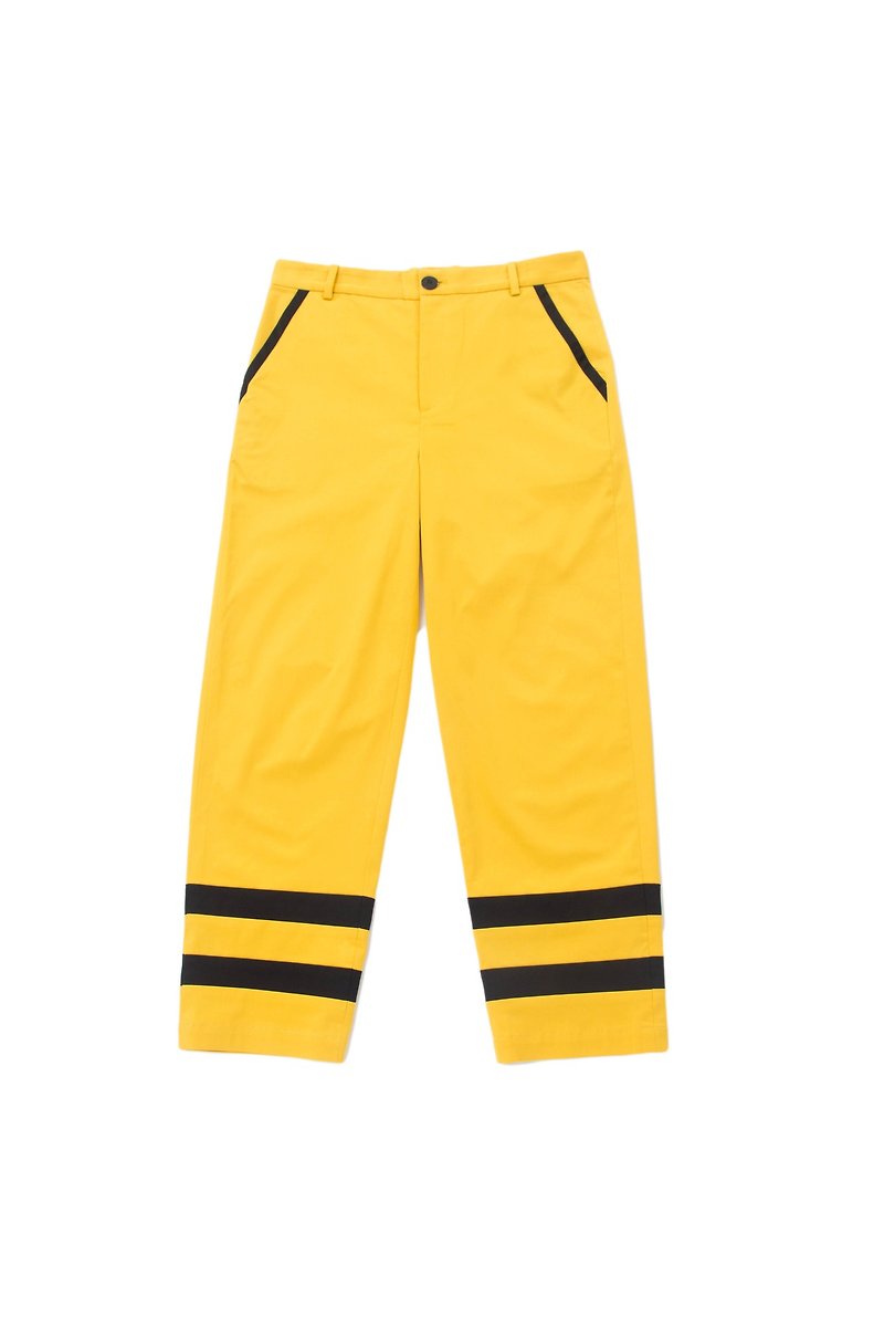 Sevenfold-Color matching stitching pant (yellow) - กางเกงขายาว - ผ้าฝ้าย/ผ้าลินิน สีเหลือง