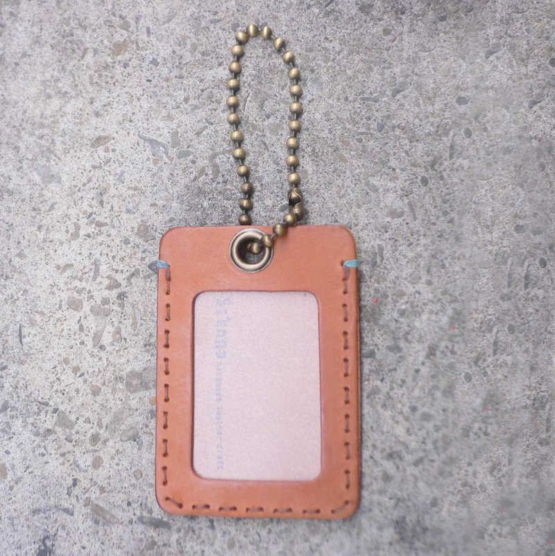 Sienna leather ID ticket luggage card holder - ที่ใส่บัตรคล้องคอ - หนังแท้ สีนำ้ตาล