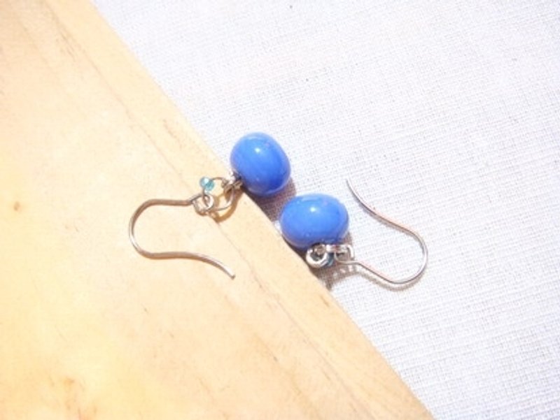 Grapefruit'm handmade glass - glass earrings wild series - Sky Blue (change clip-free) - ต่างหู - วัสดุอื่นๆ สีน้ำเงิน