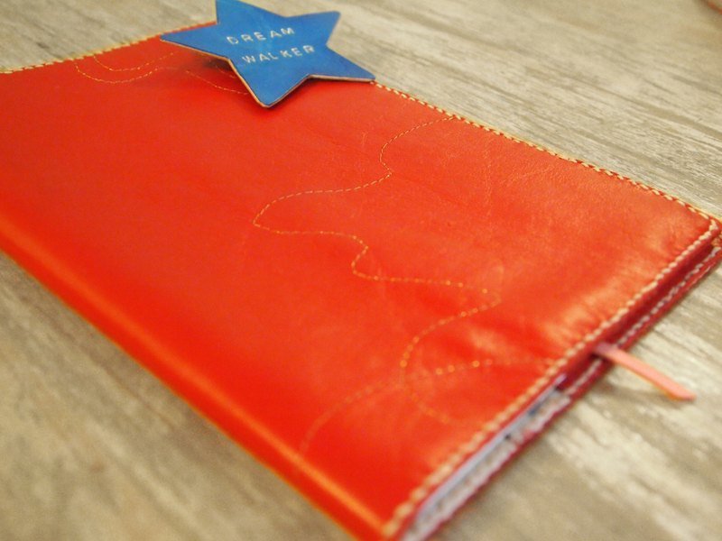 正紅牛皮筆記書套 Leather Notebook Holder - 筆記本/手帳 - 真皮 紅色