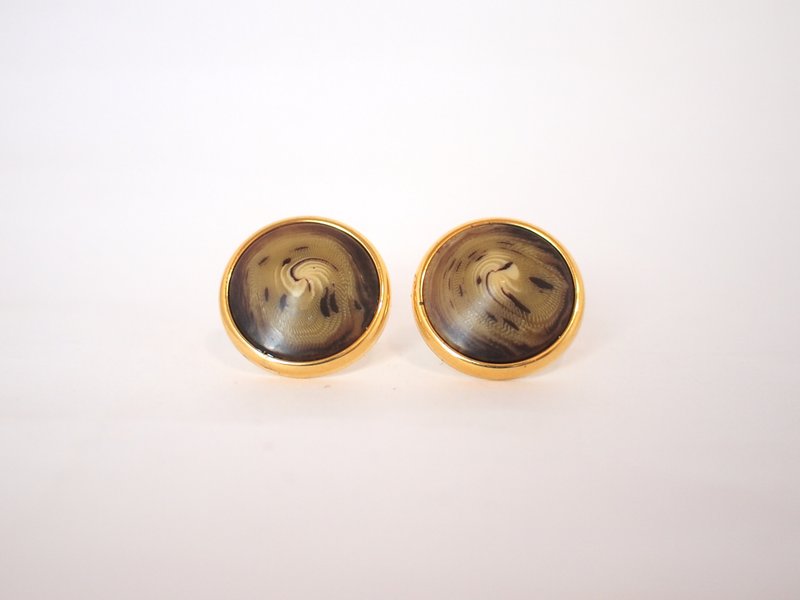 【丸ドット】リフロー - ピアス・イヤリング - 紙 ブラウン