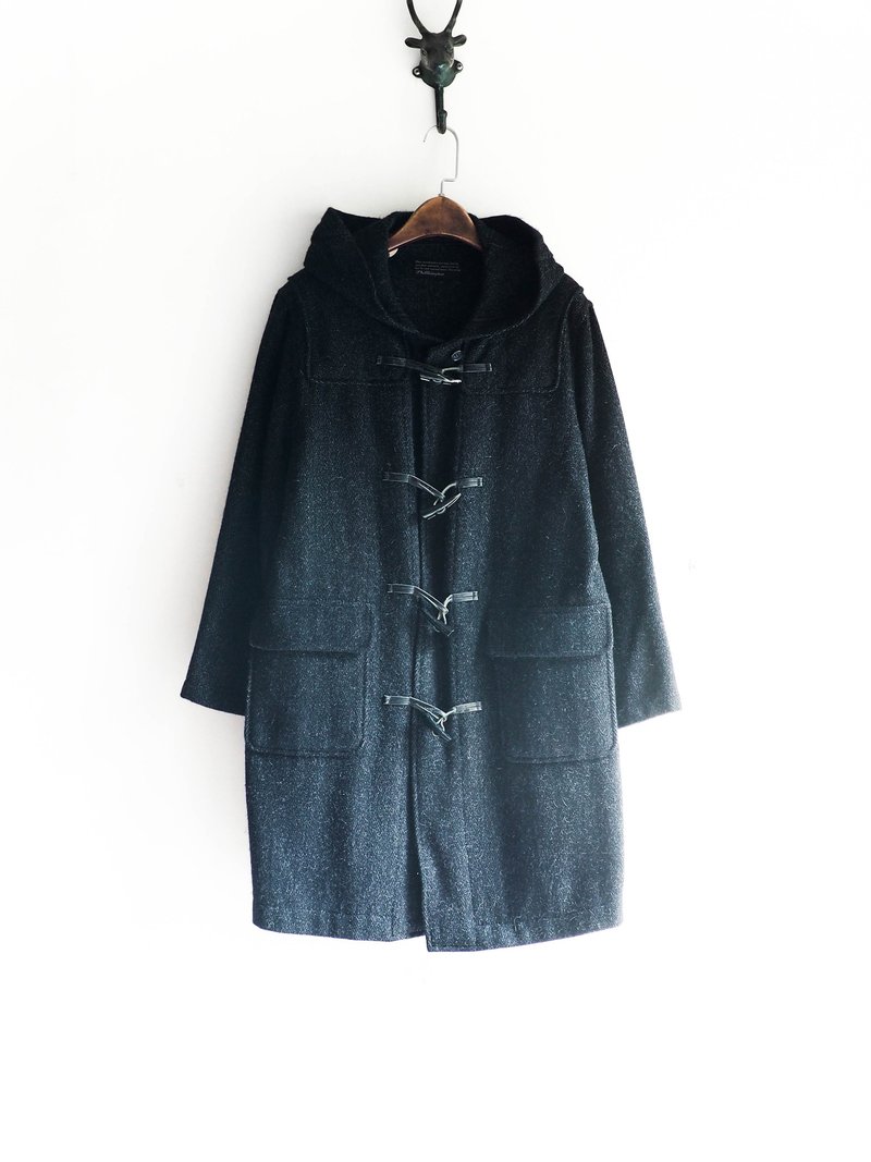 River Hill - Alps girls dream of wood ash mixed woven buckle antique wool sheep wool wool coat jacket vintage wool vintage overcoat - เสื้อแจ็คเก็ต - ขนแกะ สีดำ