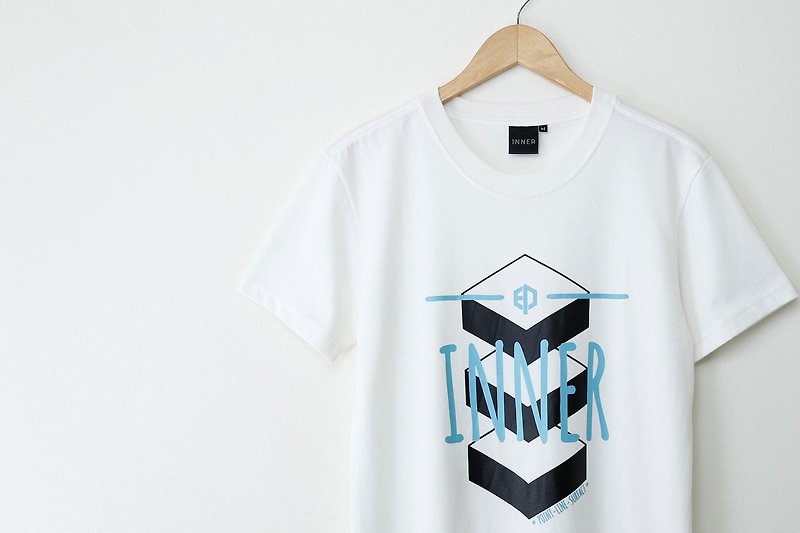 INNER | element point line T-Shirt - milky - เสื้อยืดผู้ชาย - วัสดุอื่นๆ ขาว