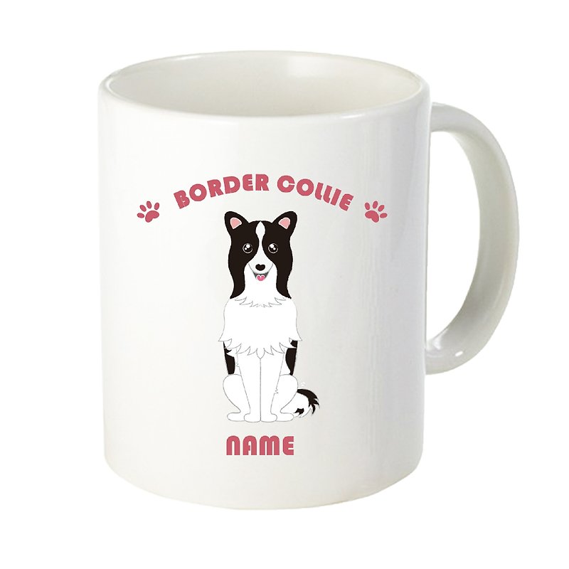 Hand-painted wind Border Collie Mug - Mugs - Other Materials White