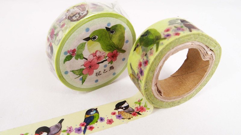 Parrot paper tape - flowers and birds - Washi Tape - Paper Multicolor
