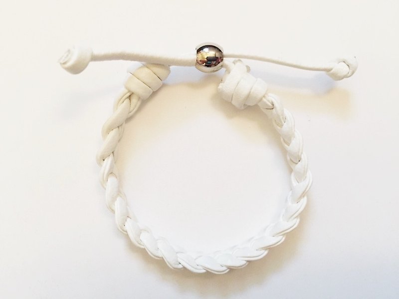 「白色仿皮繩」 - 手鍊/手環 - 真皮 白色