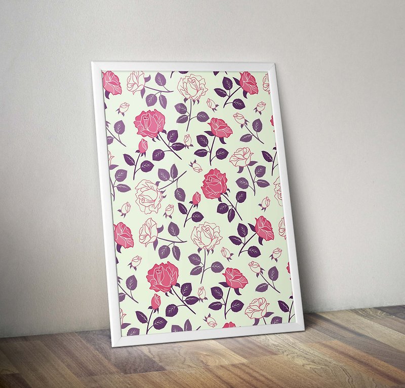 Retro geometry _ red and white roses - Posters - Paper Red