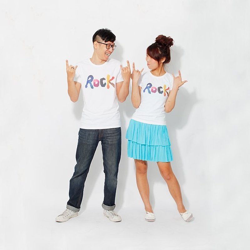 Valentine Couple Tee Color Rock Cotton T-shirt (2 shirts) - Women's T-Shirts - Cotton & Hemp White