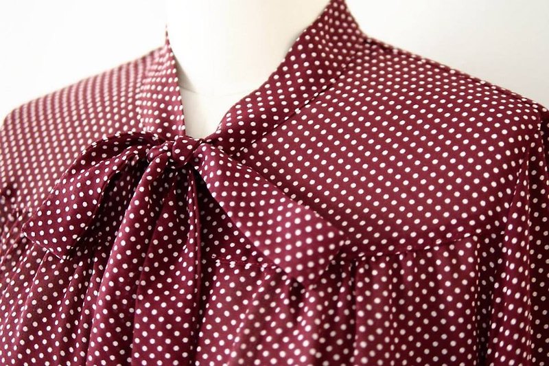 [Banana Flyin & # 39;] Japanese burgundy little long-sleeved shirt - Women's Shirts - Other Materials 