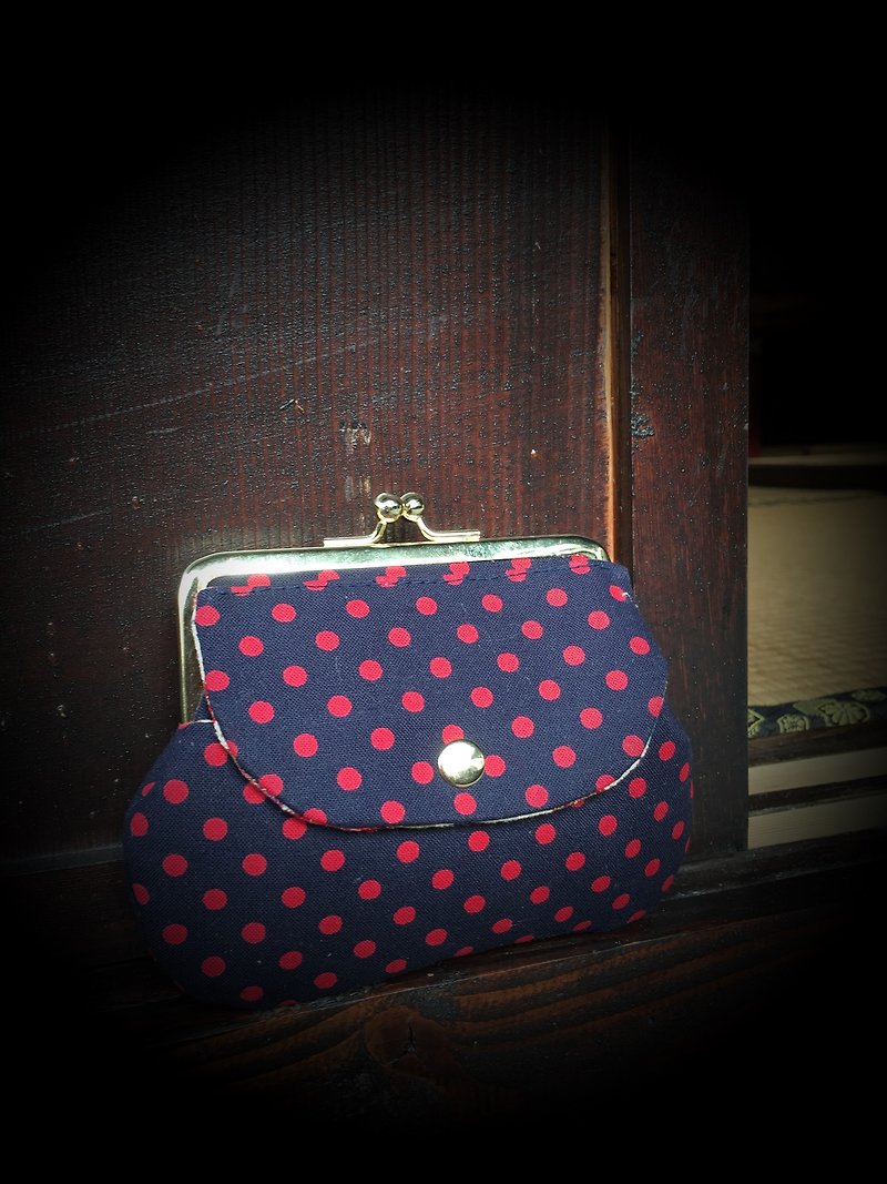 Japan Shuiyu little wind pocket bag (blue red dots) - กระเป๋าสตางค์ - วัสดุอื่นๆ สีแดง