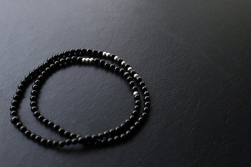 108perles 108 perles 黯晶/黑瑪瑙與純銀雙圈款 3mm