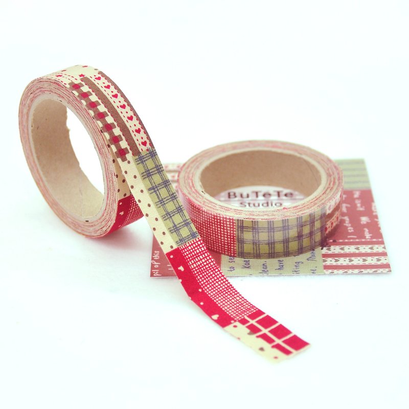 布テープ - 日本の田舎[農村食料品風のチェック柄赤] - マスキングテープ - その他の素材 レッド